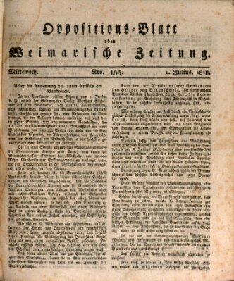 Oppositions-Blatt oder Weimarische Zeitung Mittwoch 1. Juli 1818