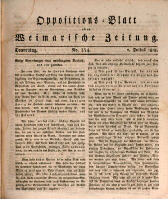 Oppositions-Blatt oder Weimarische Zeitung Donnerstag 2. Juli 1818