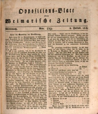 Oppositions-Blatt oder Weimarische Zeitung Mittwoch 8. Juli 1818