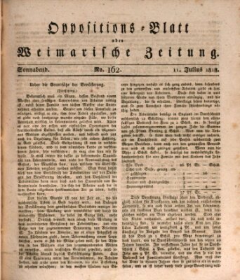 Oppositions-Blatt oder Weimarische Zeitung Samstag 11. Juli 1818