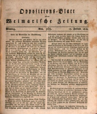 Oppositions-Blatt oder Weimarische Zeitung Montag 13. Juli 1818