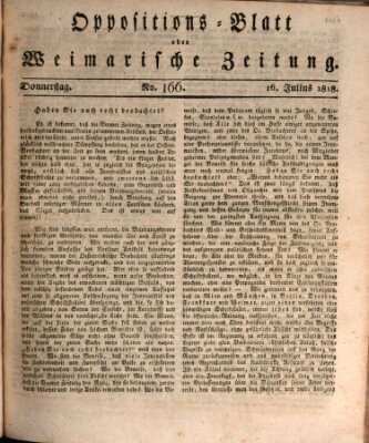 Oppositions-Blatt oder Weimarische Zeitung Donnerstag 16. Juli 1818