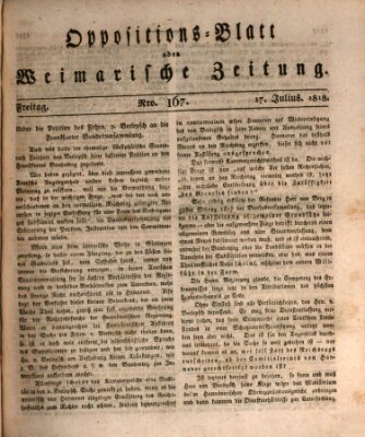 Oppositions-Blatt oder Weimarische Zeitung Freitag 17. Juli 1818