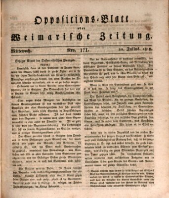 Oppositions-Blatt oder Weimarische Zeitung Mittwoch 22. Juli 1818