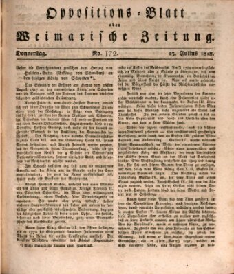 Oppositions-Blatt oder Weimarische Zeitung Donnerstag 23. Juli 1818