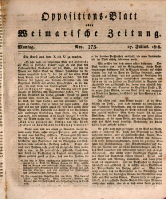 Oppositions-Blatt oder Weimarische Zeitung Montag 27. Juli 1818