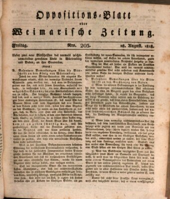 Oppositions-Blatt oder Weimarische Zeitung Freitag 28. August 1818