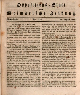 Oppositions-Blatt oder Weimarische Zeitung Samstag 29. August 1818