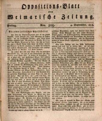 Oppositions-Blatt oder Weimarische Zeitung Freitag 4. September 1818