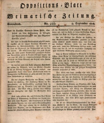 Oppositions-Blatt oder Weimarische Zeitung Samstag 5. September 1818