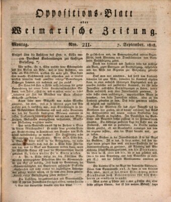 Oppositions-Blatt oder Weimarische Zeitung Montag 7. September 1818