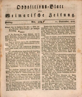 Oppositions-Blatt oder Weimarische Zeitung Freitag 11. September 1818