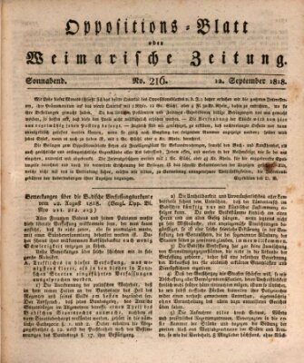 Oppositions-Blatt oder Weimarische Zeitung Samstag 12. September 1818