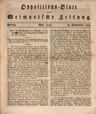 Oppositions-Blatt oder Weimarische Zeitung Freitag 18. September 1818