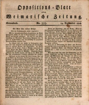 Oppositions-Blatt oder Weimarische Zeitung Samstag 19. September 1818