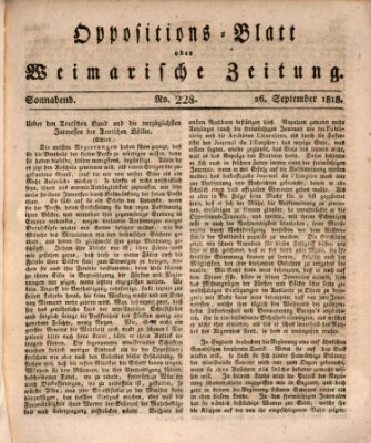 Oppositions-Blatt oder Weimarische Zeitung Samstag 26. September 1818