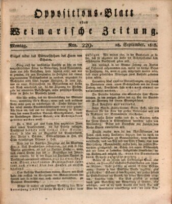 Oppositions-Blatt oder Weimarische Zeitung Montag 28. September 1818