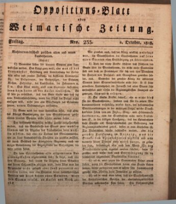 Oppositions-Blatt oder Weimarische Zeitung Freitag 2. Oktober 1818