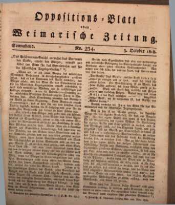 Oppositions-Blatt oder Weimarische Zeitung Samstag 3. Oktober 1818