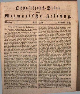 Oppositions-Blatt oder Weimarische Zeitung Montag 5. Oktober 1818