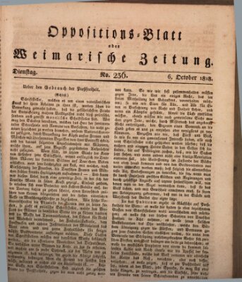 Oppositions-Blatt oder Weimarische Zeitung Dienstag 6. Oktober 1818