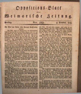 Oppositions-Blatt oder Weimarische Zeitung Freitag 9. Oktober 1818