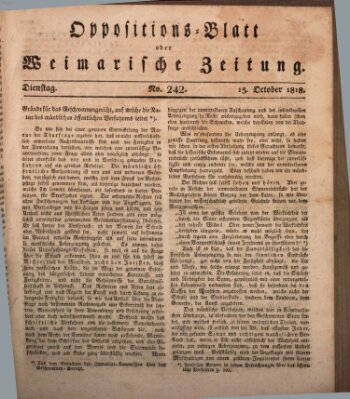 Oppositions-Blatt oder Weimarische Zeitung Dienstag 13. Oktober 1818