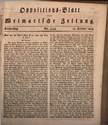 Oppositions-Blatt oder Weimarische Zeitung Donnerstag 15. Oktober 1818