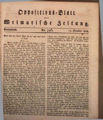 Oppositions-Blatt oder Weimarische Zeitung Samstag 17. Oktober 1818