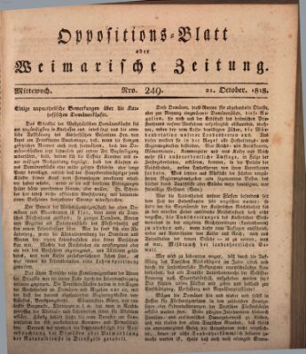 Oppositions-Blatt oder Weimarische Zeitung Mittwoch 21. Oktober 1818