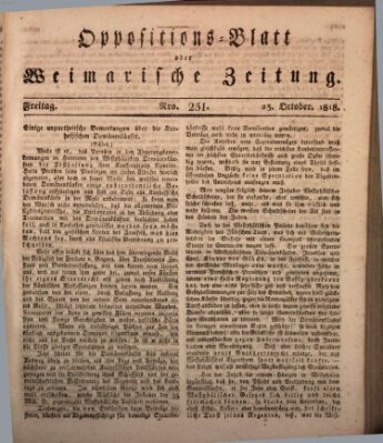 Oppositions-Blatt oder Weimarische Zeitung Freitag 23. Oktober 1818