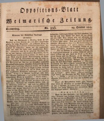 Oppositions-Blatt oder Weimarische Zeitung Donnerstag 29. Oktober 1818