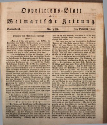 Oppositions-Blatt oder Weimarische Zeitung Samstag 31. Oktober 1818