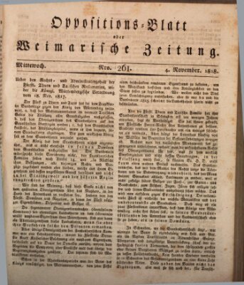 Oppositions-Blatt oder Weimarische Zeitung Mittwoch 4. November 1818