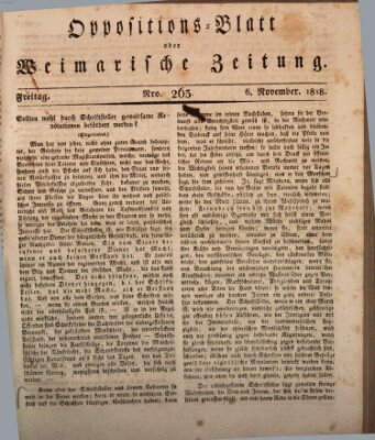 Oppositions-Blatt oder Weimarische Zeitung Freitag 6. November 1818