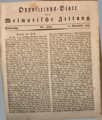 Oppositions-Blatt oder Weimarische Zeitung Donnerstag 12. November 1818