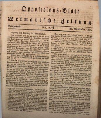 Oppositions-Blatt oder Weimarische Zeitung Samstag 21. November 1818