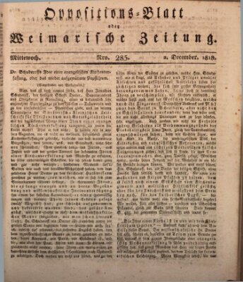 Oppositions-Blatt oder Weimarische Zeitung Mittwoch 2. Dezember 1818