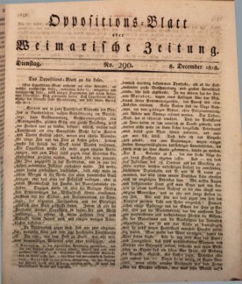 Oppositions-Blatt oder Weimarische Zeitung Dienstag 8. Dezember 1818