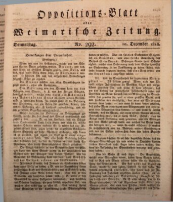 Oppositions-Blatt oder Weimarische Zeitung Donnerstag 10. Dezember 1818