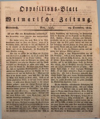 Oppositions-Blatt oder Weimarische Zeitung Mittwoch 23. Dezember 1818