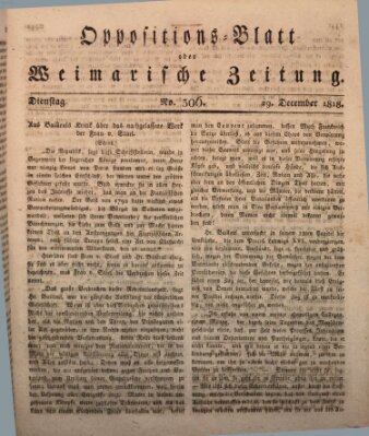 Oppositions-Blatt oder Weimarische Zeitung Dienstag 29. Dezember 1818