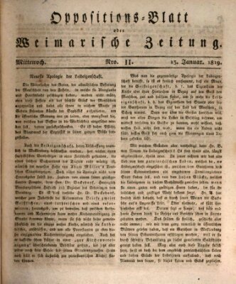 Oppositions-Blatt oder Weimarische Zeitung Mittwoch 13. Januar 1819