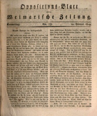 Oppositions-Blatt oder Weimarische Zeitung Donnerstag 14. Januar 1819