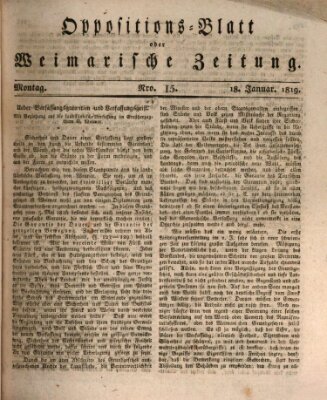 Oppositions-Blatt oder Weimarische Zeitung Montag 18. Januar 1819