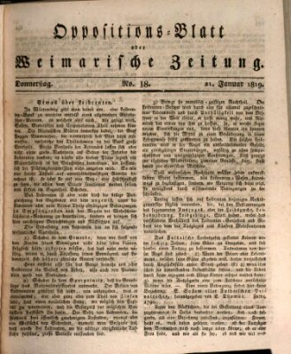 Oppositions-Blatt oder Weimarische Zeitung Donnerstag 21. Januar 1819