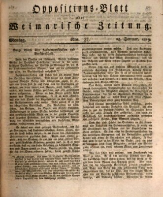 Oppositions-Blatt oder Weimarische Zeitung Montag 25. Januar 1819