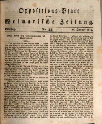 Oppositions-Blatt oder Weimarische Zeitung Dienstag 26. Januar 1819