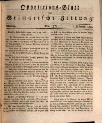 Oppositions-Blatt oder Weimarische Zeitung Montag 1. Februar 1819