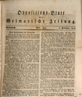 Oppositions-Blatt oder Weimarische Zeitung Mittwoch 3. Februar 1819